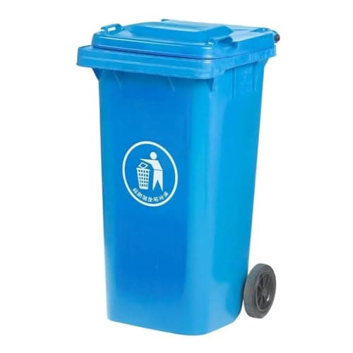 Image of DUAS Outdoor Wheelie Bin Trash Can Large 100L & 120L EN840 Certified Rubbish Waste Dustbin with Lid, Rubber Wheels, and Steel Axle – Durable for Home Workplace and Commercial Use (Blue, 100L)
