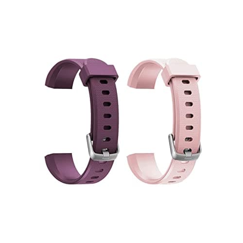 Image of Runlio ID115U HR Replacement Bands, Adjustable Replacement Straps Fitness Tracker, Pink + Purple