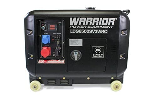 Image of Warrior 6.25kVa Diesel Generator with Wireless Remote – 186cc 3-phase ready Engine, 5500 Max Watts, Electric Start, 12-hour run time, Quiet Running at 68dBA, For Industrial Construction Catering