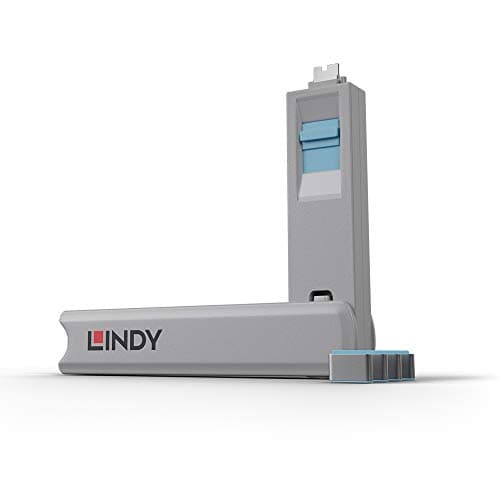Image of Lindy USB Type C Port Blocker Key, Blue - Pack of 4