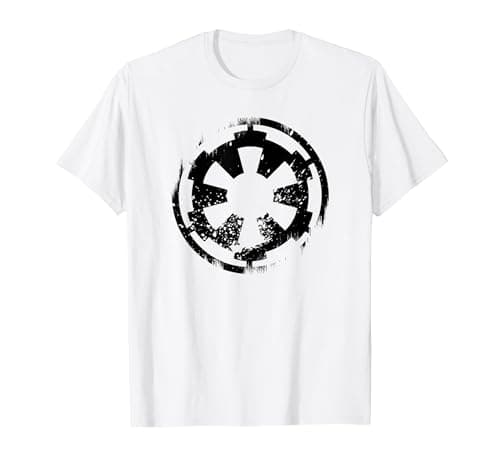 Image of Star Wars Distressed Empire Logo Black T-Shirt, Men, White, XX-Large