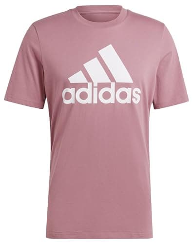 Image of adidas Men's Essentials Single Jersey Big Logo Tee, preloved Crimson/White, S