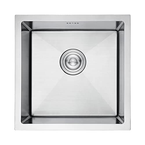 Image of Ibergrif M84040 Stainless Steel Kitchen Sink, 40 x 40cm, Undermount and Topmount Single Bowl Kitchen Sink with Drainer Fittings, Silver