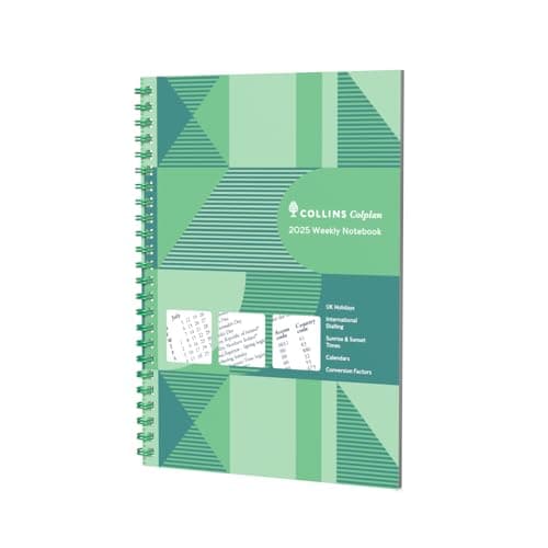 Image of Collins Colplan 2025 A4 Weekly Notebook Diary - Green - (62-25) - Weekly Wiro-Bound Planner with Notes Pages