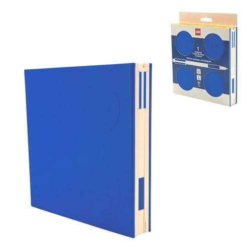 Image of IQ LEGO Locking Notebook with Gel Pen - Blue (53562), Hardcover Notebook for School, Office, Home
