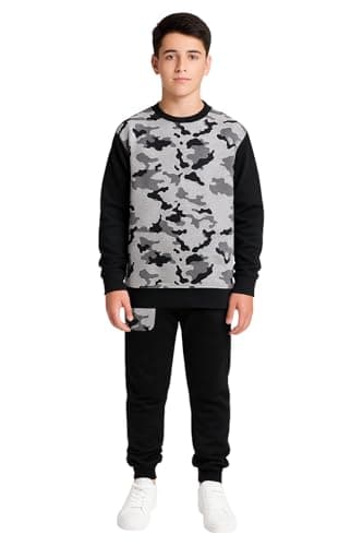 Image of Bahob® Boys Girls Tracksuit, Unisex Jumper Sweatshirt and Jogger Bottoms Tracksuit Set for Kids 3-14 Years (BFTS-52-C, 7-8 Years)