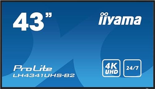 Image of iiyama Prolite LH4341UHS-B2 108cm 4K UHD VGA HDMI Audio In/Out USB2.0 RS-232c RJ45 24/7 Digital Display Panel - Black