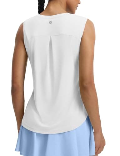 Image of baleaf Women's Gym Tops Running Tank Tops Workout Sleeveless Shirts Athletic Tops for Women UPF 50+ Lightweight Tennis Quick Dry Loose Fit White M