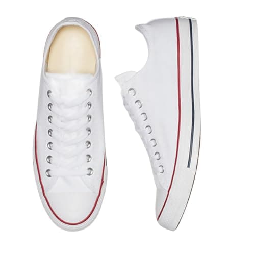Image of Mens Canvas Lace up Sporty Low Top Outdoor Trainers Sneakers Pumps Plimsolls with Rubber Toe Cap Shoes White UK 10