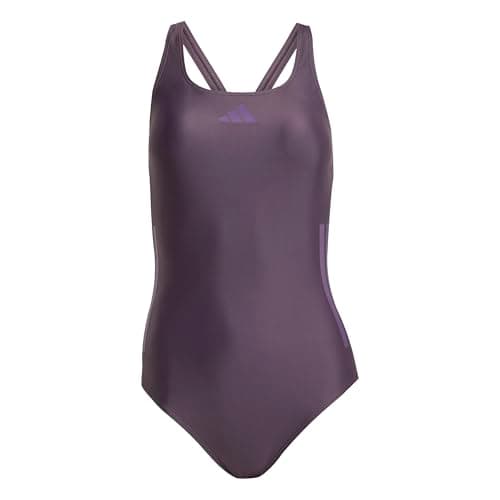 Image of adidas Women's 3 Stripes C-Back Swimsuit, Aurora Black/Aurora Plum, 38