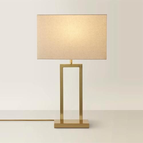 Image of ValueLights | Gloria Gold Double Stem Metal Table Lamp with Rectangular Lamp Shade | Table Lamps, Home Décor & Improvement Essential