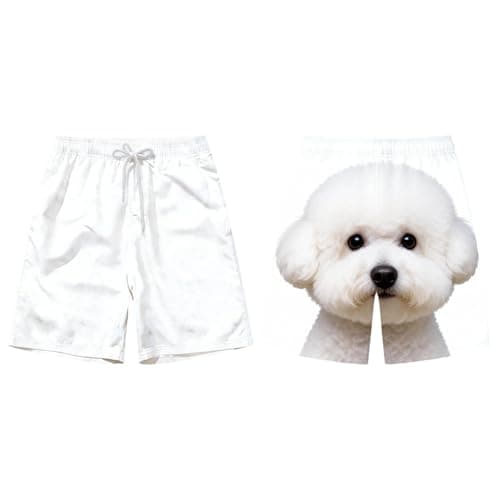 Image of Casual Summer Shorts with Playful Pattern Design, Comfortable, Loose Fit, Breathable Material for Outdoor Activities, White (white 1), M