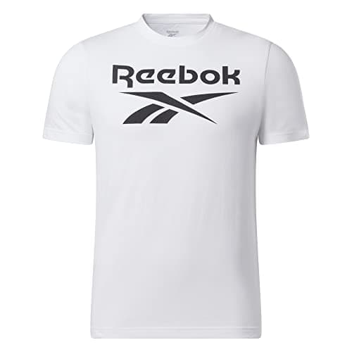 Image of Reebok Men's Identity Stacked Logo T-Shirt, White/Black, S