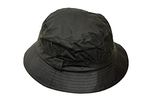 Image of WALKER AND HAWKES - Olive 100% British Waxed Cotton Millerain Fabric Hanford Bucket Hat Unisex - Olive - XL (60cm)