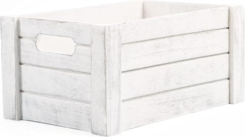 Image of Wickerfield Wooden Crates with Cutout Handles Under Bed Storage Boxes Cube Christmas Eve Large Gift Box Dog Toy Hamper Baskets for Gifts Empty (Grey, Small)