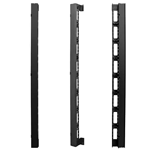 Image of Wavenet 3050-N 74 in. Metal High Single Sded Vertical Cable Manager with Hinged Cover for 45U or Larger 2-Post & 4 Post Racks Black