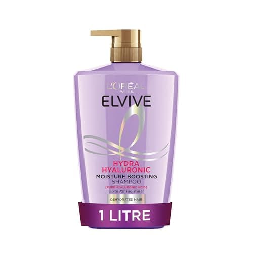 Image of L’Oréal Paris Shampoo For Dehydrated Hair, Elvive Hydra Hyaluronic With Hyaluronic Acid, 72H Moisture Boost For Shiny Bouncy Results, Suitable For All Hair Textures From Straight To Coily, XL 1000ml