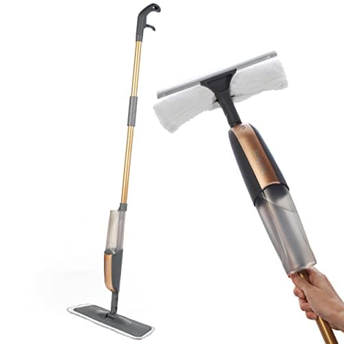 Image of Beldray LA089953GRYEU7 Floor & Window Cleaner, 2-in-1 Design, Spray Floor Mop, 410 ml, Machine Washable Heads, 120 cm, Swivel Mop Head, Mirror Streak Free, Squeegee, 150 Year Copper Edition