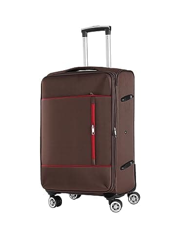 Image of RMW Lightweight Soft Shell Suitcase Luggage Checked in Trolley Medium 24’’ Expandable Suitcases 3 Combination Lock with 4 Dual Spinner Wheels Telescopic Handle (Brown)