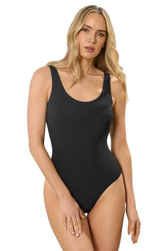 Image of Long Tall Sally - LTS Tall Scoop Neck Textured Swimsuit - Women's Black