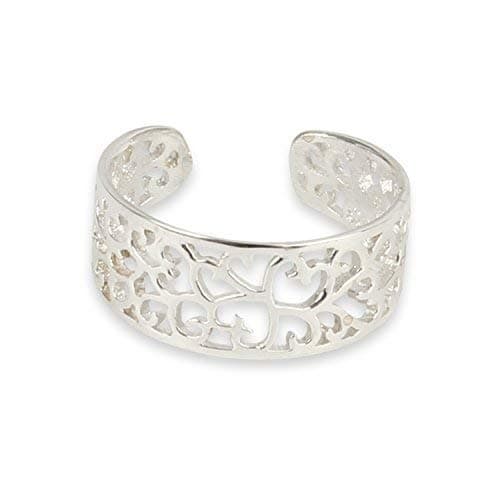 Image of Solid 925 Sterling Silver Filigree Leaf Pattern Toe ring