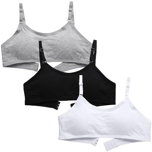 Image of Teen Girls Training Bras Wireless Light Padded Sports Underwear Halter Vest Bralettes with Adjustable Strap for Age 10-12