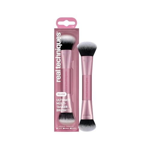 Image of Real Techniques Ultimate Multi Tasker Brush, Dual-Ended Makeup Brush for Foundation, Blush Bronzer & Powder, Precision Sculpting & Blending, UltraPlush Bristles, Cruelty-Free, 1 Count