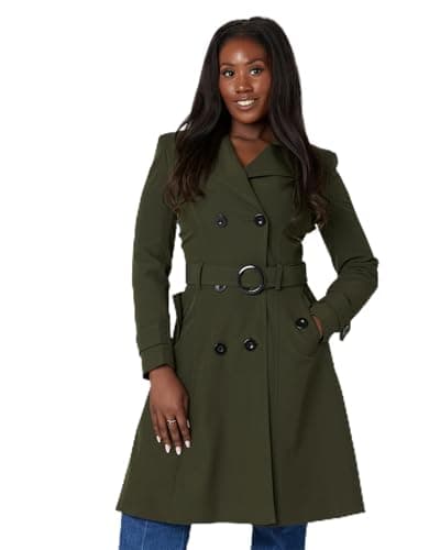 Image of De La Creme - Womens Spring/Summer Double Breasted Trench Mac Coat (UK, Numeric, 14, Olive)