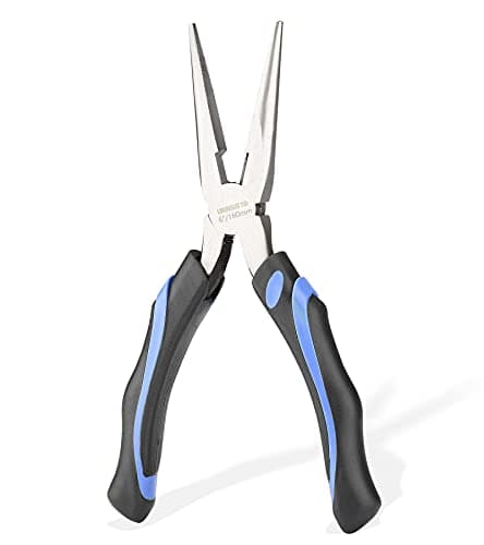 Image of URASISTO 6-Inch Long Needle-Nose Side Cutting Pliers with Heavy Duty Nickel Chromium Steel Construction