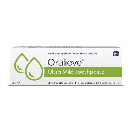 Image of Oralieve Ultra Mild Toothpaste (1 x 75ml), SLS-Free Formula for Sore, Dry, Sensitive Mouths with Fluoride & Xylitol – Genuine Oralieve Toothpaste
