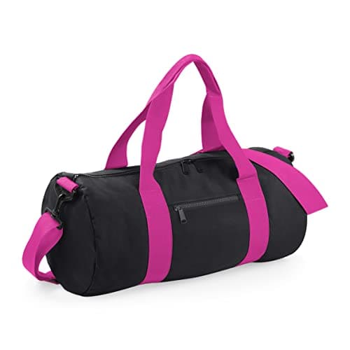 Image of BagBase Original Barrel Bag - Black/Fuchsia