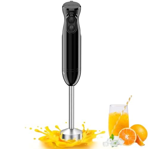 Image of Bonsenkitchen Hand Blender, 2 Speeds Immersion Blender Handheld, Stick Blender Electric with Stainless Steel Blade for Making Baby Food, Soups, Sauce, HB3201 (Black)