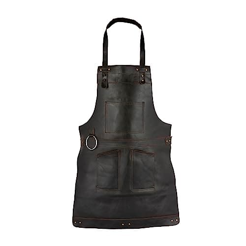 Image of Leathershire Dark Brown Full Grain Leather Apron Butcher -Cook -BBQ -Cooking - Wood work - Cheff - BBq Grill Gift (Chocolate Brown)