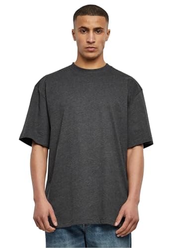 Image of Urban Classics Men's Oversized Short Sleeves T-Shirt with Dropped Shoulders, 100 percentage Jersey Cotton, Charcoal, 5XL Plus
