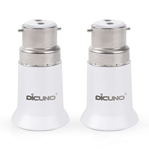 Image of DiCUNO B22 to E27 Socket Converter, Socket Adapter, Bayonet to Screw Edison, BC to ES Lamp Base Adapter for LED Bulbs and Incandescent Bulbs and CFL Bulbs-2 Packs