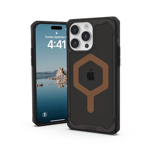 Image of URBAN ARMOR GEAR UAG Case Compatible with iPhone 15 Pro Max Case 6.7" Plyo Black/Bronze Built-in Magnet Compatible with MagSafe Charging Rugged Anti-Yellowing Transparent Clear Protective Cover