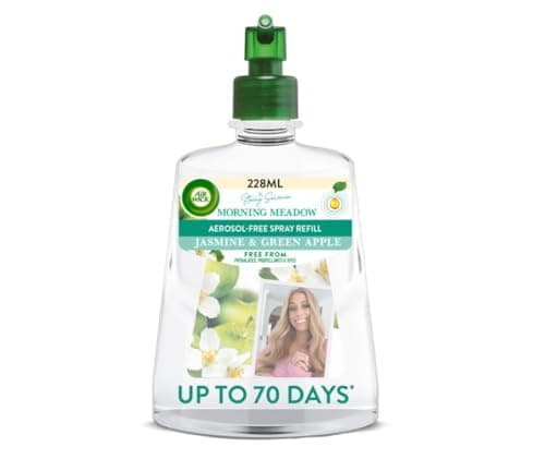 Image of Air Wick Aerosol-Free Automatic Air Freshener Spray Refill, Morning Meadow, Pack 1 x 228ml, 24x7 Active Fresh Odour Neutraliser, Lasts Up to 70 Days, Air freshener For Home
