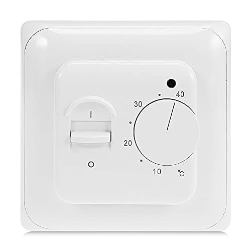Image of KETOTEK Manual Underfloor Heating Thermostats 220V 16A, Electric Underfloor Heating Controller Mechanical Room Thermostat with Floor Sensor Probe White