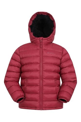 Image of Mountain Warehouse Seasons Fur-Lined Kids Padded Jacket - Lightweight, Warm & Water-resistant Puffer Coat, Boys & Girls - For Autumn Winter, School & Outdoors Rust Kids Size 3-4 Years