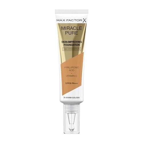 Image of Max Factor Miracle Pure Liquid Foundation, Warm Golden, Full Coverage, Flawless and Radiant Finish, Lightweight Formula, Smudge Resistant, Non Pore-Clogging, Fragrance Free, 35ml