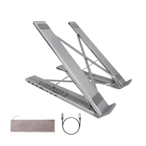 Image of Duvcoywae Laptop Stand Docking Station,8 in 1 USB C Hub Portable Ergonomic Riser | 5Gbps Data Transfer Foldable Laptop Stand for Desk with USB Ports | for Desk Travel Office Game Work