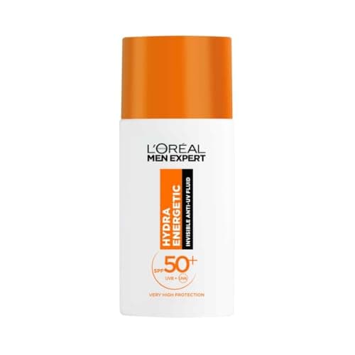 Image of L'Oréal Men Expert Hydra Energetic Daily SPF50+ Invisible Fluid, UV Protection & Skin Revitalisation, With Vitamin C Antioxidant, 50ml