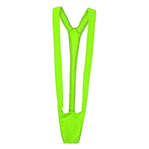 Image of Mankini for Men England,Bodysuit Mankini Bodysuit Suspender Stag Do Outfit Bulge Pouch Swimwear Thong Men's Thong One Piece Swimsuit Joke Gift Green