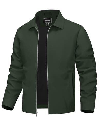 Image of TACVASEN Men's Light Jacket Casual Lightweight Windbreaker Jackets Summer Bomber Jackets Smart Lapel Jacket with Pockets Army Green,XL