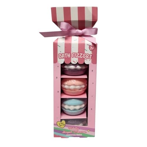 Image of Donut and Macaron Shaped Bath Fizzers Gift Set Colourful Foaming Bath Bombs Relaxing Bath Treats Scented Fizzy Bath Spa Pamper Set (Pack of 1 (Macaron Shaped))