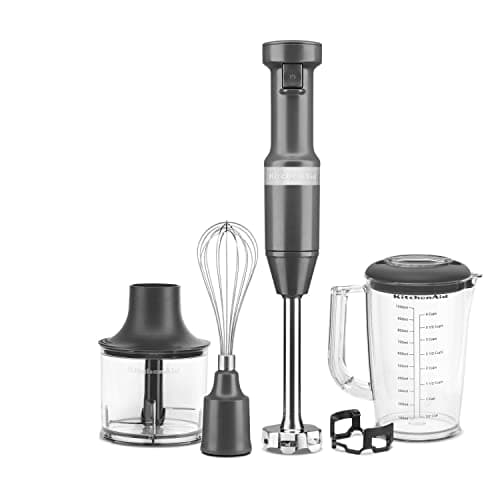 Image of KitchenAid Corded Hand Blender With Accessories Charcoal Grey