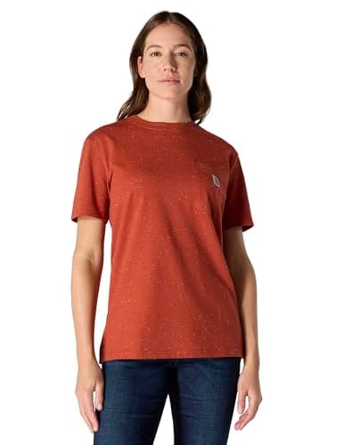 Image of Carhartt Women's Loose Fit Heavyweight Short-Sleeve Pocket T-Shirt, Spice Red Nep, L