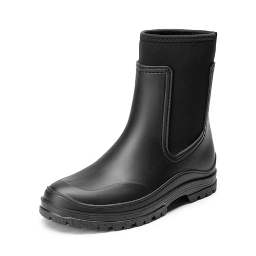 Image of DREAM PAIRS Wellington Boots Women, Waterproof Rain Boots, Outdoor and Hiking Boots, Garden Boots, Comfortable Chelsea Boots,Size 5,Black,SDRB2406W-E