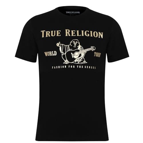 Image of True Religion Men's Short Sleeve Metallic Buddha Tee, Black, L