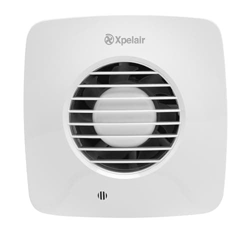 Image of Xpelair DX100BTS Simply Silent Bathroom Extractor Fan with Timer, Adjustable Twin Speed, Ghost Air Movement Technology for Quiet Running, 100mm (4″), Square – Cool White